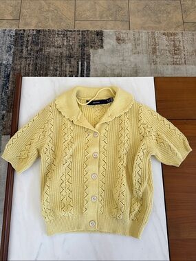 Vero Moda Yellow Openwork Short-Sleeve